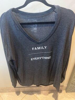 good hYOUman Charcoal V‑Neck Pullover with 'FAMILY / EVERYTHING' Graphic